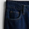 Vaqueros de algodón denim de talle medio y pierna ancha