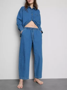 Vaqueros de Chándal ajustados de denim de algodón