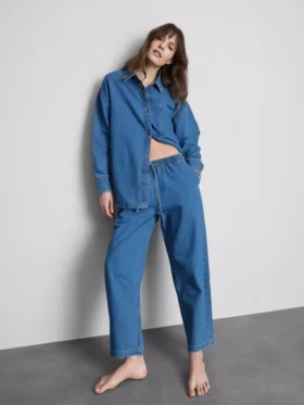 Vaqueros de Chándal ajustados de denim de algodón