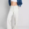 Vaqueros de denim de algodón de corte recto