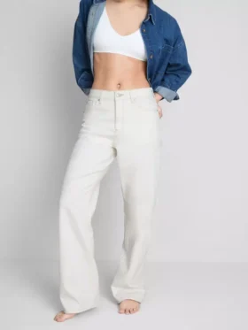 Vaqueros de denim de algodón de corte recto