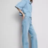Vaqueros de denim de algodón de corte recto