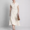 Vestido camisero midi de manga corta