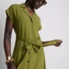 Vestido camisero midi de manga corta