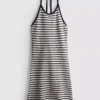 Vestido halter de punto a rayas