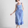 Vestido largo bordado a rayas