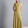 Vestido largo de encaje elástico