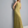 Vestido largo de encaje elástico