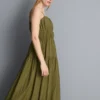 Vestido largo holgado con volantes