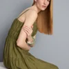 Vestido largo holgado con volantes