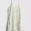 Vestido lencero con ribete de encaje floral