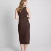 Vestido midi con sujetador incorporado de punto acanalado