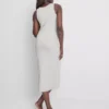 Vestido midi con sujetador incorporado de punto acanalado
