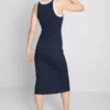 Vestido midi con sujetador incorporado de punto acanalado