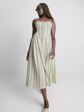 Vestido midi de algodón con botones