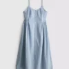 Vestido midi de algodón con botones