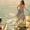 Vestido midi de algodón con tirantes tipo corsé