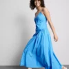 Vestido midi de algodón con tirantes tipo corsé