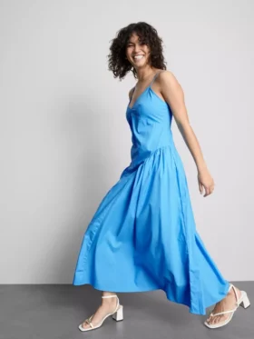Vestido midi de algodón con tirantes tipo corsé