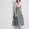 Vestido midi de algodón con tirantes tipo corsé