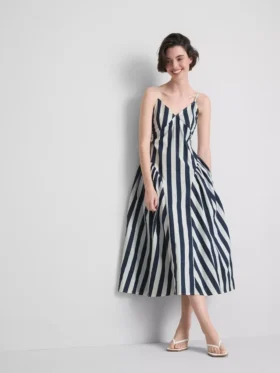 Vestido midi de algodón con tirantes tipo corsé