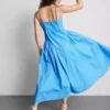 Vestido midi de algodón con tirantes tipo corsé