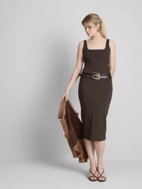 Vestido midi de cuello cuadrado «Second Skin»