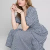 Vestido midi holgado de algodón seersucker