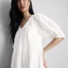 Vestido midi holgado de algodón seersucker