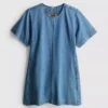 Vestido mini recto de denim de algodón