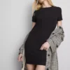 Vestido mini tipo camiseta ajustado de canalé
