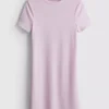 Vestido mini tipo camiseta ajustado de canalé