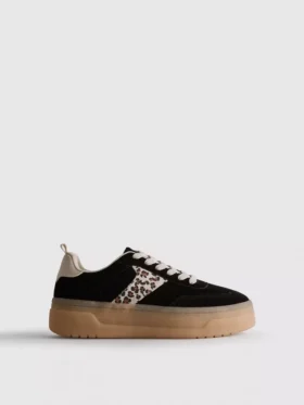 Zapatillas de suela gruesa de goma con estampado de leopardo