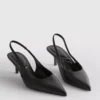 Zapatos de tacón con talón abierto de imitación de piel