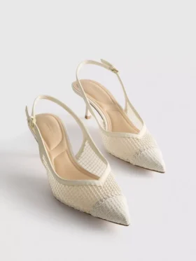 Zapatos de Tacón con talón abierto de malla y horma ancha
