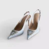 Zapatos de Tacón de satén con punta afilada y diamantes