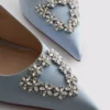 Zapatos de Tacón de satén con punta afilada y diamantes